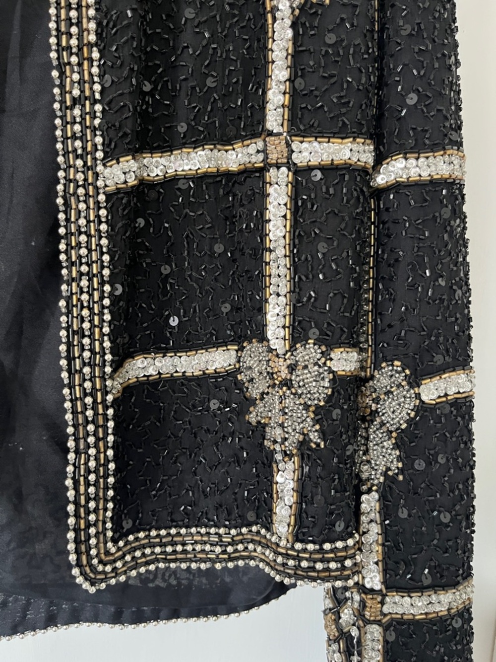 Vintage Embellished Black Sequin Cropped Jacket - Picture 11 of 16